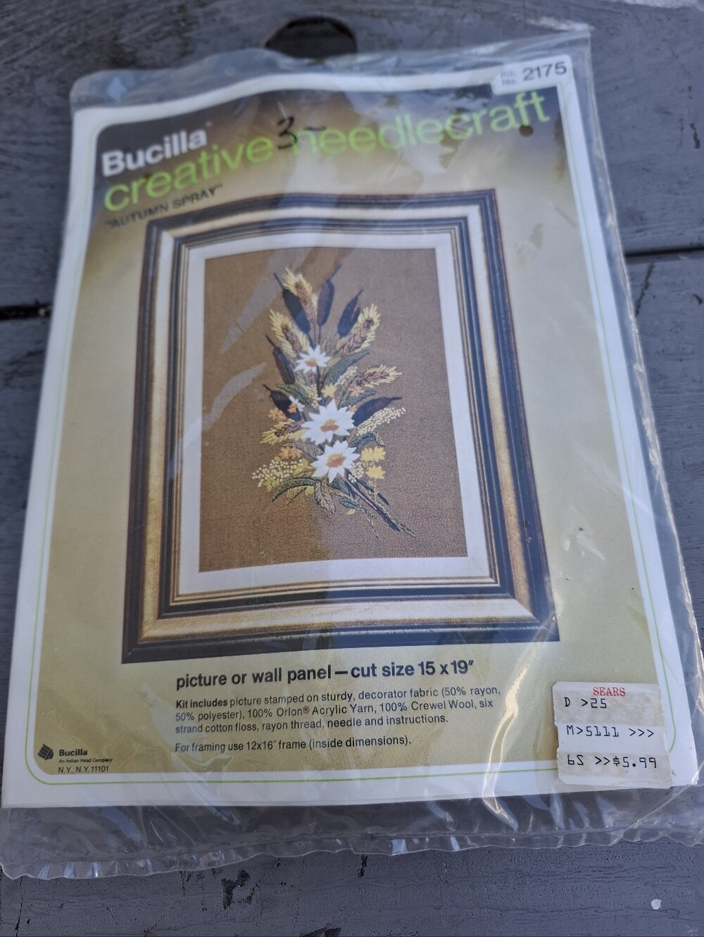 Vintage Bucilla Crewel Kit 2175 Autumn Spray Sealed 15x19 Needlecraft